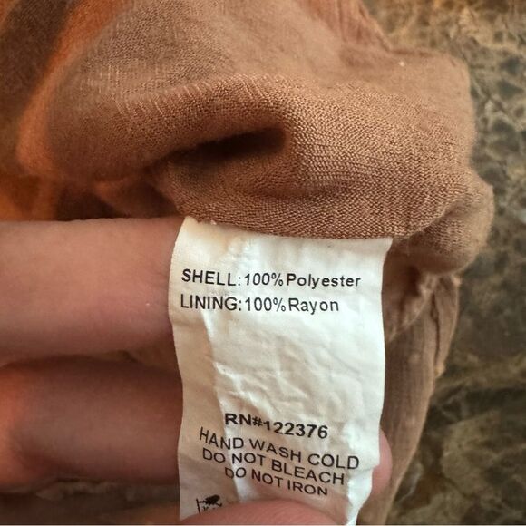 Mustard Seed Clip Dot Ruffle Lace Up Blouse Size Small Cappuccino Color - Picture 6 of 7